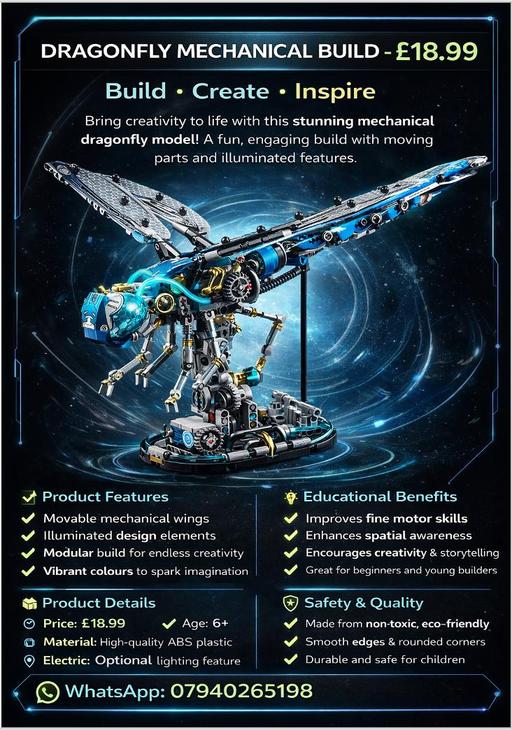  — Dragonfly Building Set – 866 Pieces with LED