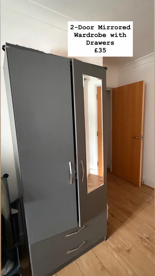  — 2 doors mirrored wardrobe with drawers