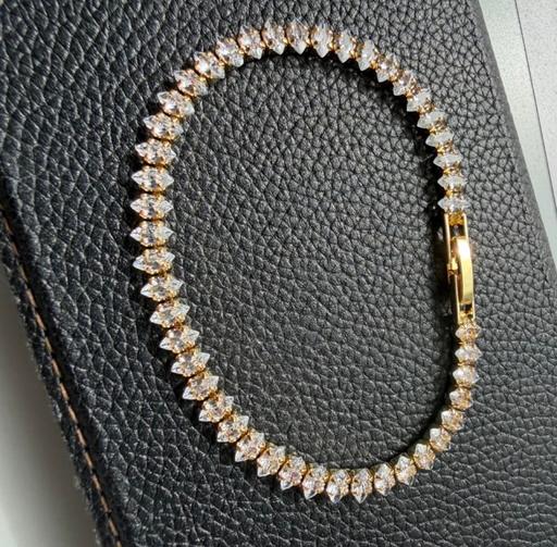  — Golden marquise cut diamanté tennis bracelet