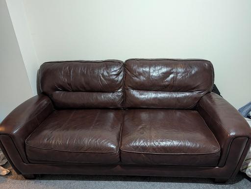  — Premium 2-Seater Real Leather Sofa (Dark Brow