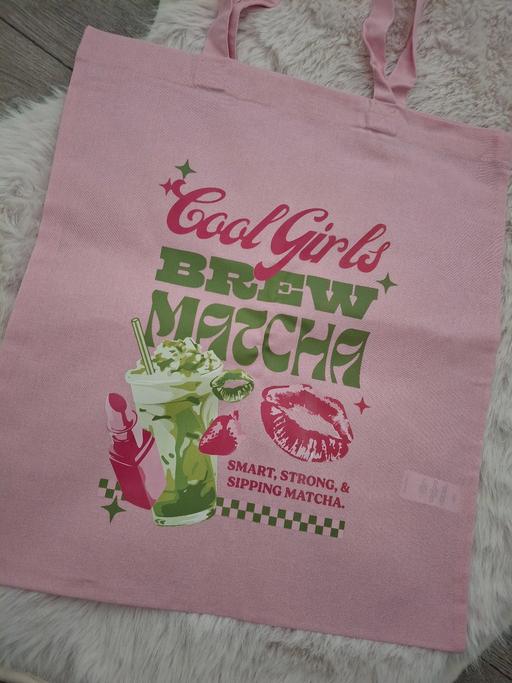  — Pink matcha tote bag