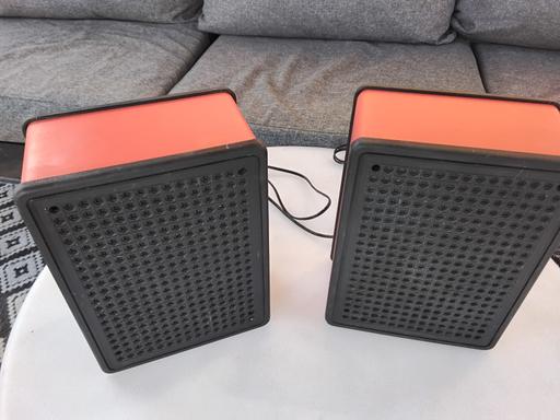  — retro stereo speakers space age red cool 1974