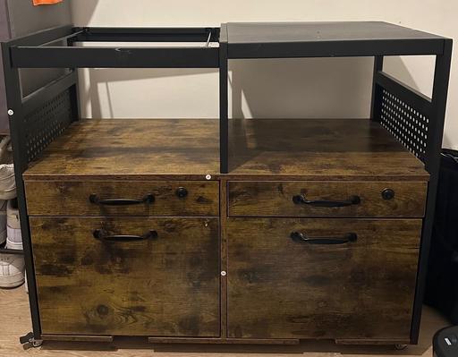  — 4 Drawer Rustic Wood & Black Metal Cabinet
