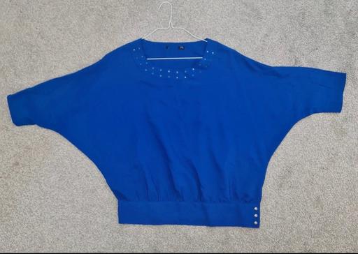  — Blue Studded Batwing Top - size 12