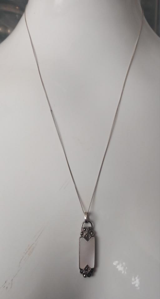  — sterling silver marcasite & quartz pendant