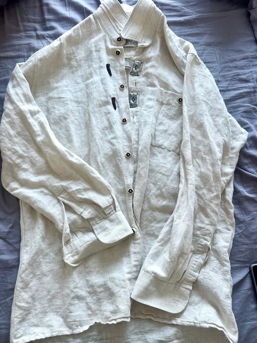  — Vintage Linen Shirt with unique button