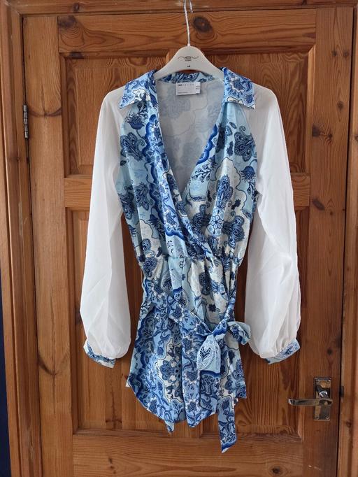  — Asos Design Blue/White Paisley Print Playsuit