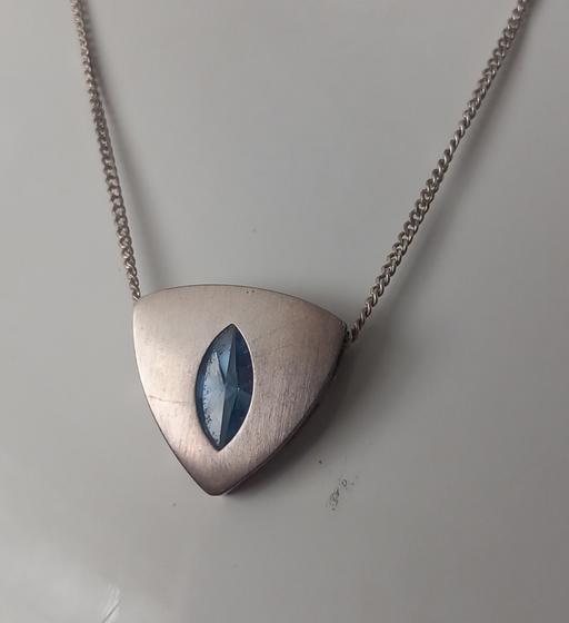  — Brushed sterling silver Blue topaz necklace