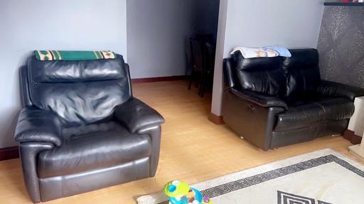 Black leather sofas