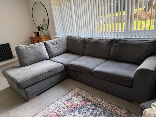  — Dfs grey corner  sofa and footstool