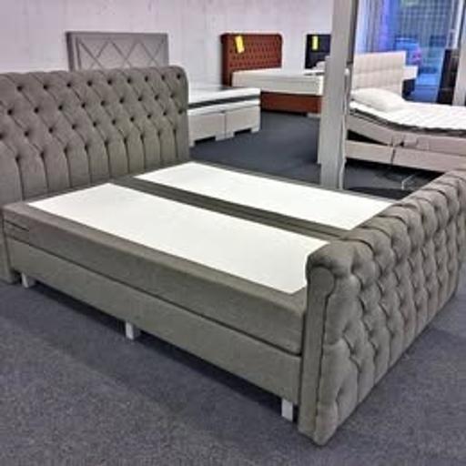  — Nourx Chesterfield greay double bed velvet