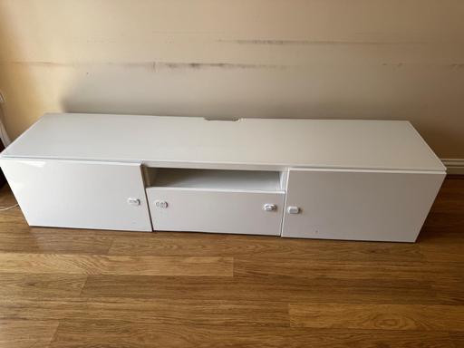  — White Tv Unit/Stand with Storage Compartments