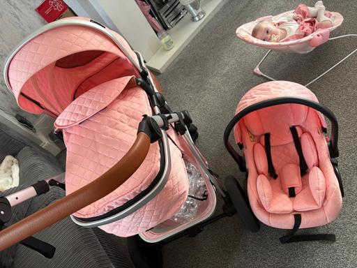  — Baby girl pram, car seat and moses basket!!