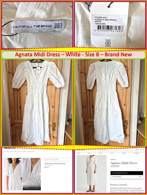  — Agnata Midi Dress – White - Size 8 – New