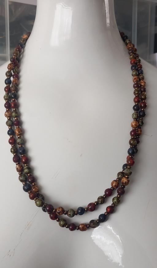  — Long vintage agate glass necklace