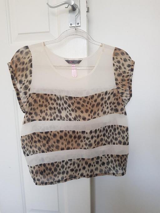  — Lipsy leopard print sheer top: size 12