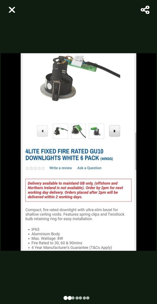  — Downlights fire rated