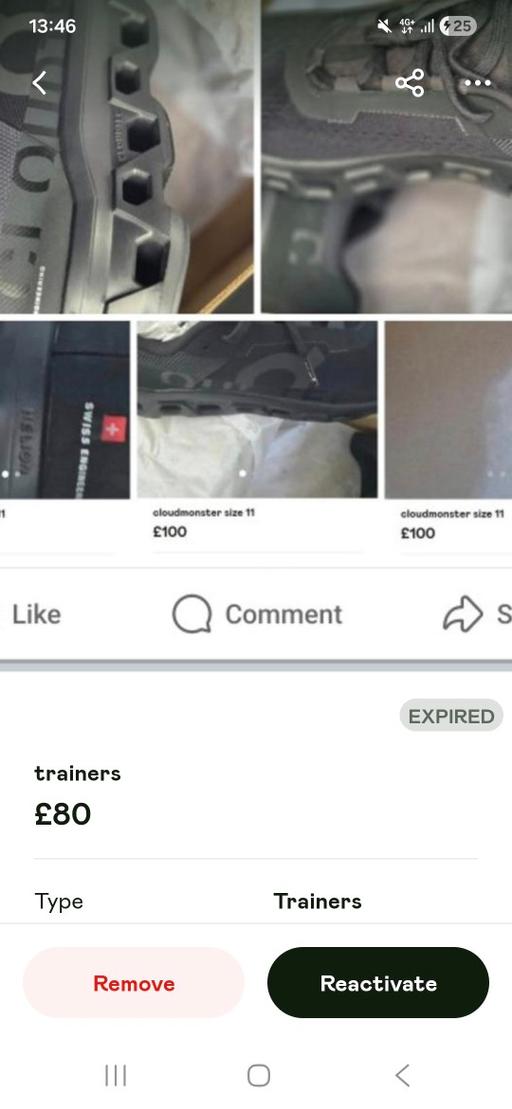  — mens on cloud trainers size 11