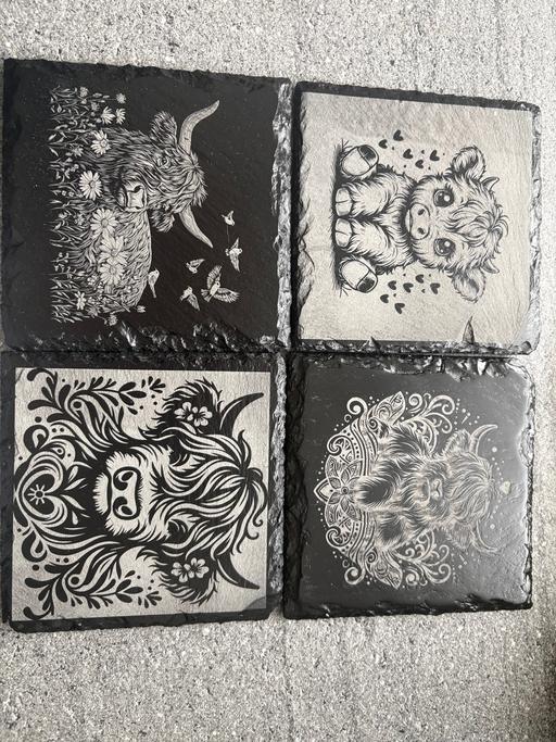  — Laser engraved slate coasters