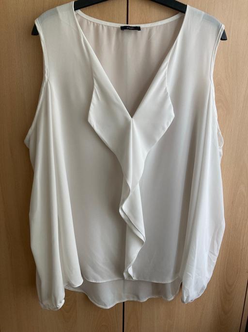  — F&F white cut out shoulders blouse size 14