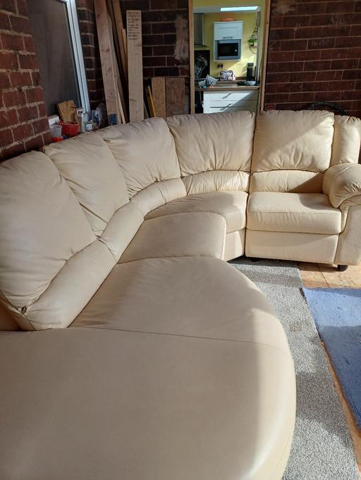  — Cream leather sofa with chaise