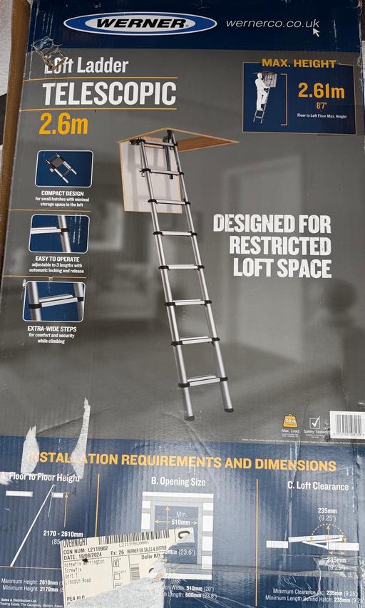  — Werner Telescopic Loft Ladder 2.6m
