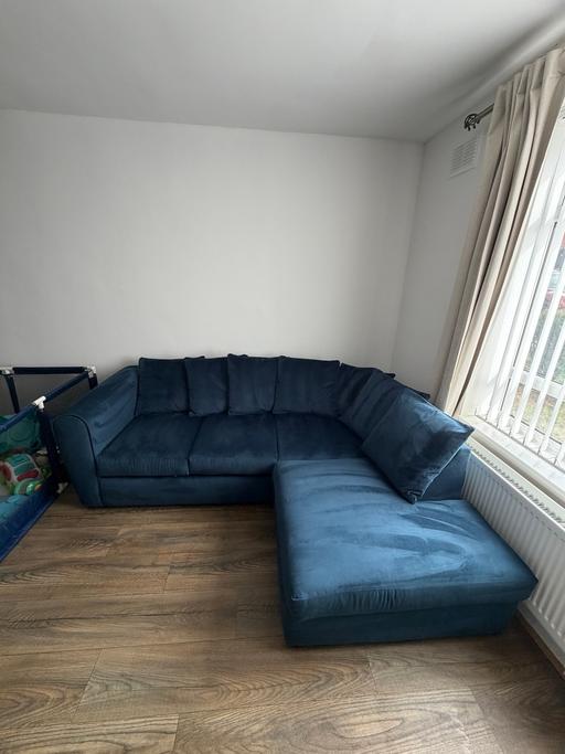  — Vintage Velvet Navy Corner Couch