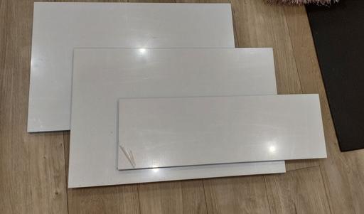  — 3 x white high gloss sparkly MDF shelves