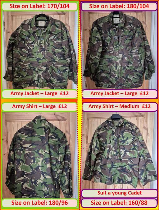  — British Army Shirt or Jacket – Large 4 sorts