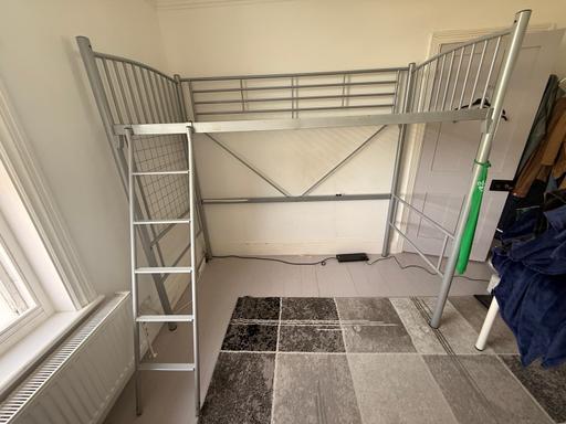  — Single Metal Loft Bed Frame – Silver
