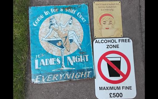  — man cave home bar used signs x 3