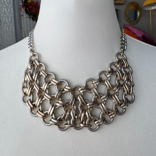  — Unusual Modernist Chainmail Statement Necklac