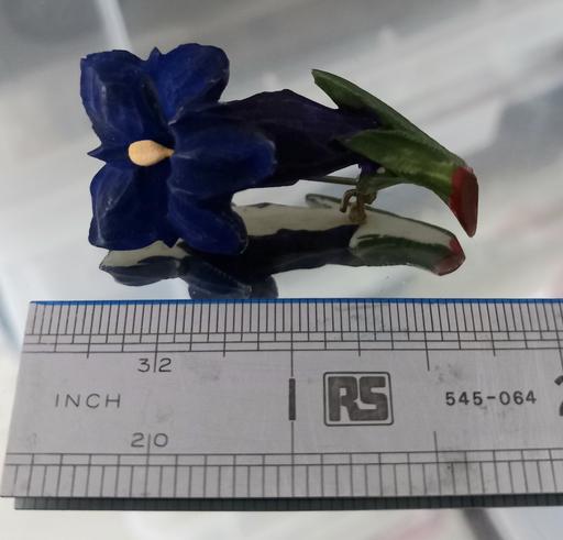  — Antique 1940s alpine flower celluloid brooch