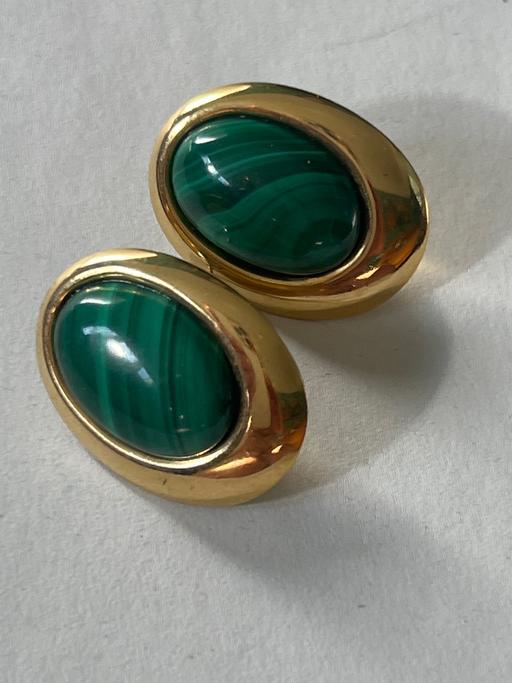  — Vintage malachite earrings pierced 