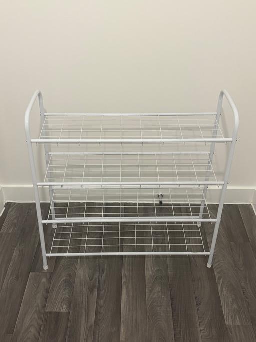  — 4 Tier Metal Shoe Rack - White -