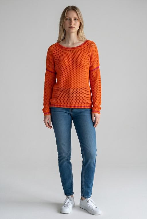  — orange mesh jumper #knitwear
