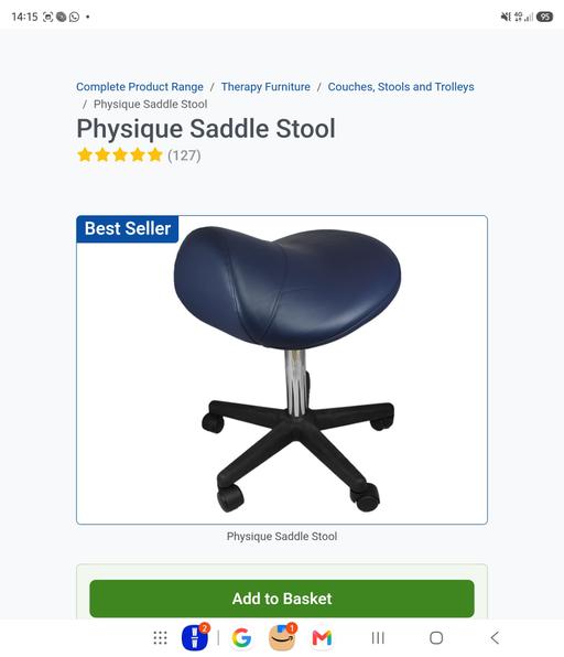 — SADDLE STOOL - For therapists (£89.99 NEW)