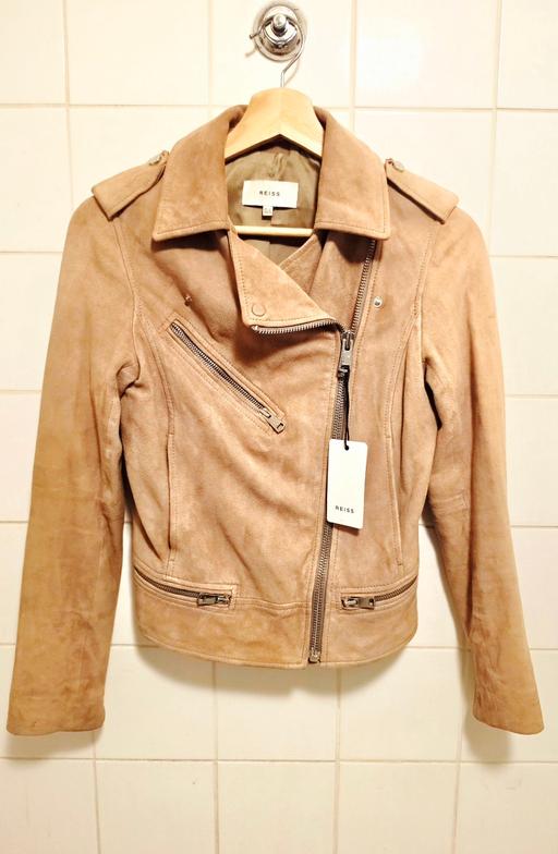  — Reiss Daye Premium Suede Biker Jacket New