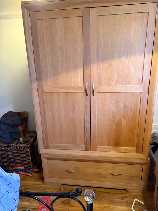  — Solid oak double wardrobe with large drawer