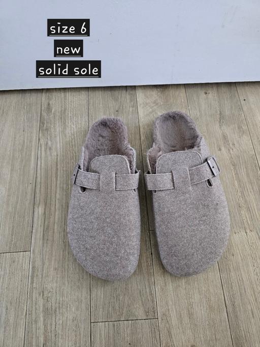  — Buckled Felt Mule Clog Slippers - uk6
