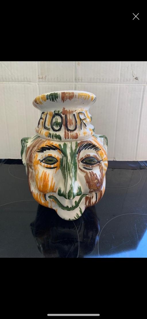 — Vintage mans head flour jar