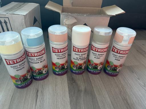  — Box of 6 chalked spray paint