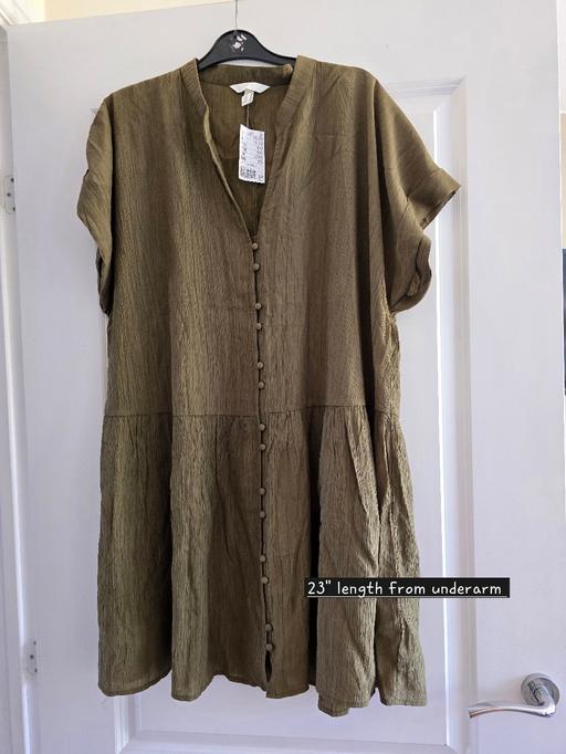  — H&M crinkled tunic dress in dark khaki green