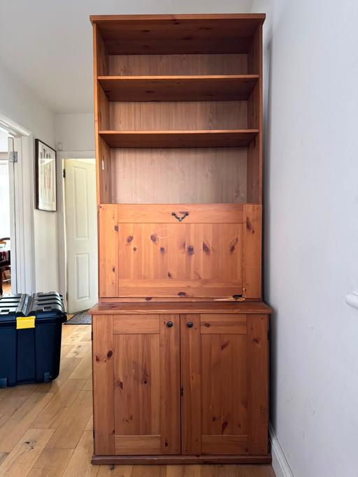  — Vintage bookcase with integrated desk.