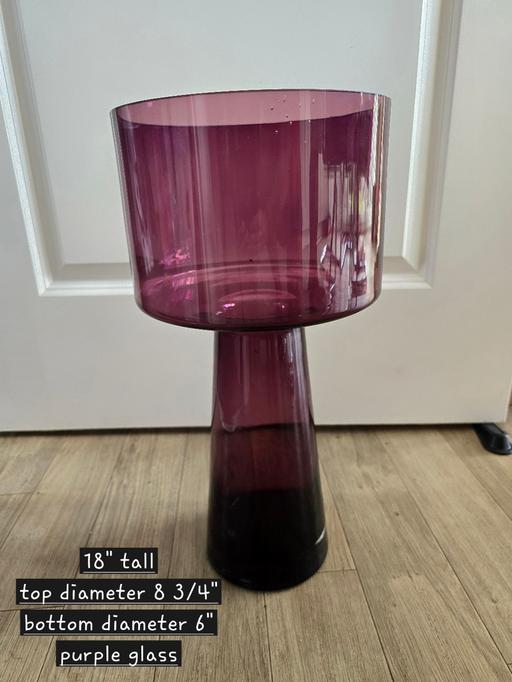  — 18" Tall amethyst glass vase