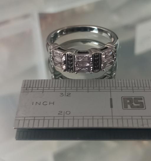  — Sterling silver daimonique black & clear ring