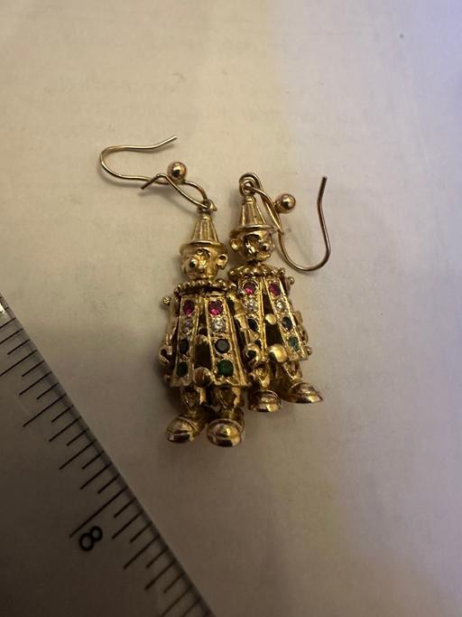  — 9CT Solid Gold Clown earrings 375 Heavy 9K