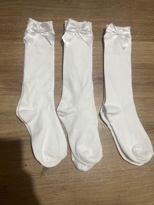  — 3 pairs knee high white socks (shoe size 13/3