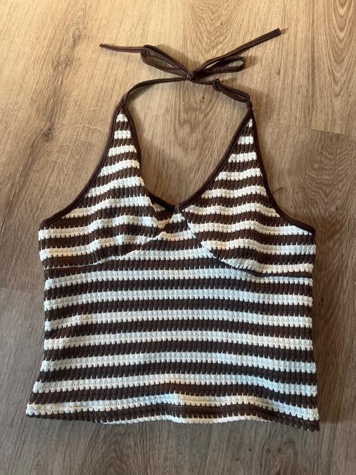  — Beautiful crochet age 15 brown cream top