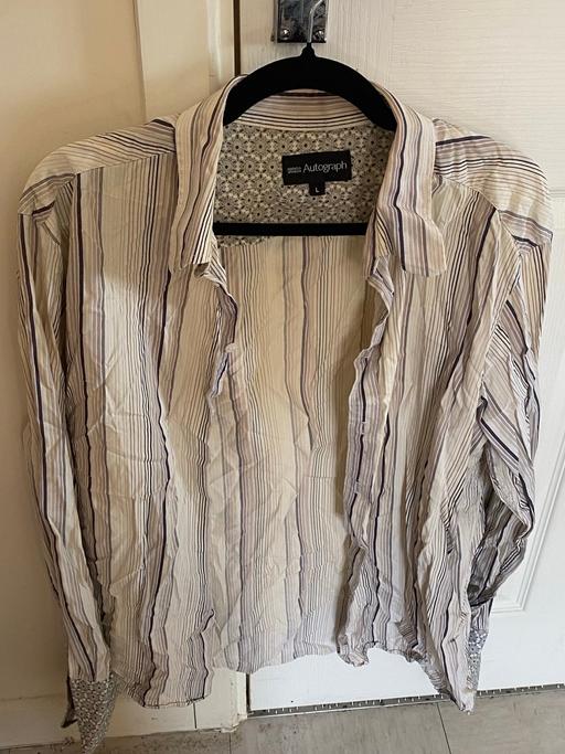  — Mens small white long sleeve striped shirt